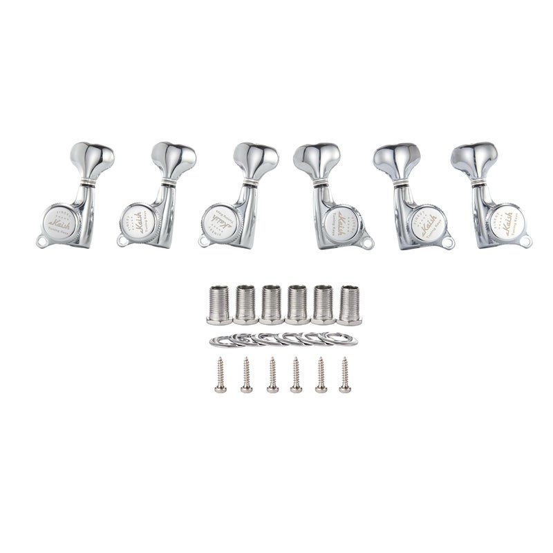 KAISH 18:1 Gear Ratio Guitar Locking Tuners Machine Heads Guitar Locking Tuning Keys Pegs for Strat/Tele/LP/SG most Electric or Acoustic Guitars Chrome